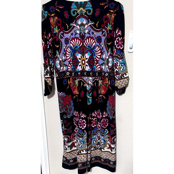 Eci New York Bohemian Dress Knee Length Sz 6 Multicolor V-Neck Beaded boho - Picture 8 of 9
